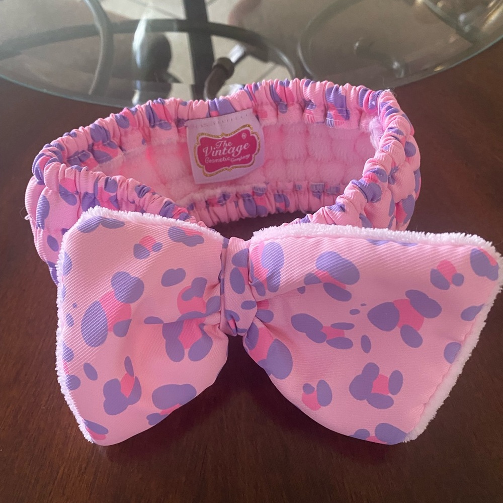 Vintage Cosmetic Pink Bow Headband for Kids
